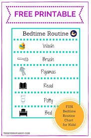 free printable bedtime routine chart for little kids and