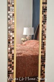 With the tiles clean and the mirror glued securely to the frame (i had let it dry a complete 24 hours) with the pieces of cement board cut to length to frame the mirror itself, i squeezed out the rest of the. Diy Tile Mirror Mirror Tiles Home Decor Decor