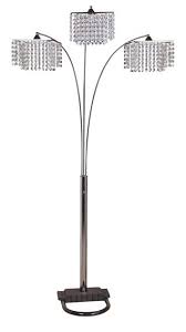 Acme 40052 3 Arch Hanging Modern Style Chrome Finish Metal Floor Lamp With Crystal Chandelier Style Lamp Shades And Weighted Base Chandelier Floor Lamp Metal Floor Lamps Crystal Floor Lamp