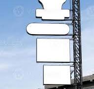 Outdoor pole light box billboard with mock up white screen ...