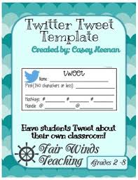 <p>ideal for character study or reading response, this template allows students to enter a twitter comment for a character in one of 14 sections, as well as providing a brief bio and other similar information. Tweet Template Worksheets Teaching Resources Tpt