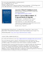 Pdf Health Literacy Measurement A Proposed Research Agenda