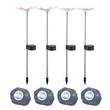 Wenn sie nachts in ihren garten schauen. Led Solar Lampe Garten Stein Spot Beleuchtung Hof Strahler Leuchte Grau Ekonomistabis Pl