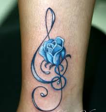 To support the channel please click on the link below, its free. Blue Ink Treble Clef With Rose Tattoo Design By Lory