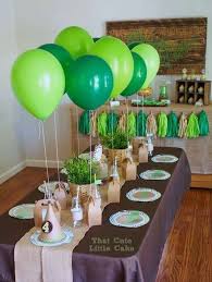 Green And Brown Table At A Crocodile Birthday Party See More Party Ideas At Catchmyparty Com Dogum Gunu Partisi Erkek Temali Dogumgunu Partileri Ve Dogumgunu Partileri