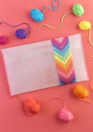 $2.00 coupon applied at checkout save $2.00 with coupon. Stitch A Rainbow Plastic Canvas Pouch Handmade Charlotte