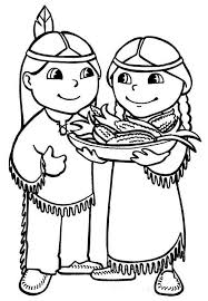 Native American Two Cute Native American Serving Food Coloring Page Native American Thanksgiving Thanksgiving Coloring Pages Coloring Pages