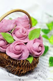紫薯玫瑰花饅頭 yam mantou steamed buns bean cakes chinese food moon cake
