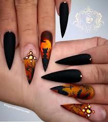 80 Matte Black Nail Art Design Trend In Cool 2019 Stiletto Nails Designs Stiletto Nail Art Horror Nails
