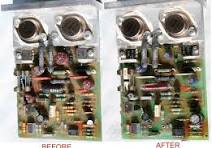 Quad 405 - A typical before/after shot of circuit board ...