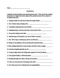 7th And 8th Grade Gerund Quiz Gerund Phrases Quiz Grade