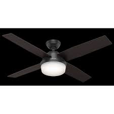 Hunter 52 Dempsey Matte Black Ceiling Fan With Light Kit And Remote Walmart Com Walmart Com