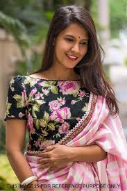 Boat neck blouses look elegant and sophisticated at the same time. Buy Stylish Printed Boat Neck Fancy Blouse Online Bl84