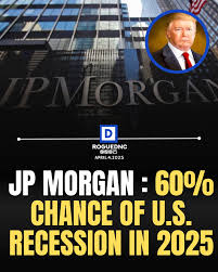 Big bank JP Morgan says the chance of a U.S. recession is going up. A  recession is when the economy slows down, people lose jobs, and prices  fluctuate. Last year, they thought