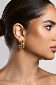 Ishani Gold Textured Disc Earrings