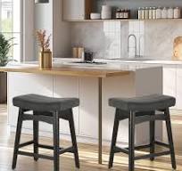 Amazon.com: Erste!Bravo Black Solid Wood Bar Stools Set of 4 ...