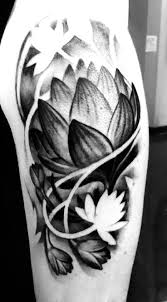 Black And White Lotus Flower Half Sleeve Tattoo Design White Lotus Flower Men Flower Tattoo Flower Sleeve