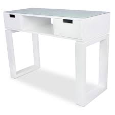 Ming White Manicure Table With Glass Top Muebles Salon Decoracion De Salon De Belleza Ideas De Salon De Unas