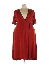 Eloquii Casual Dress Wrap Orange Solid Dresses Used Size 18 Plus In 2020 Wrap Dress Casual Dress Dresses