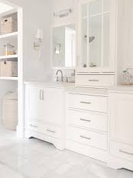 White Vanity With Tower Custom Look For Less Custom Bathroom Vanity Custom Bathroom White Vanity Bathroom