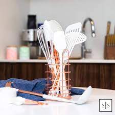 Rose gold geometric kitchen roll holder. Kitchen Utensils White And Gold Instaimage