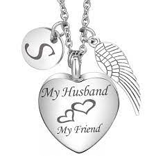 Cremation Jewelry My Husband My Friend Urn Necklace Angel Wing Memorial Keepsake Pendant For Ash Alphabet S C9185a4s8o6 Ashes Jewelry Keepsake Pendants Memorial Jewelry Ashes