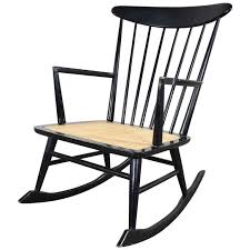Midcentury Scandinavian Modern Style Spindle Back Rocking Chair Black With Cane At 1stdibs But if you take notice it's still a rocking chair! midcentury scandinavian modern style spindle back rocking chair black with cane