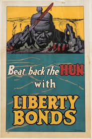 The utilization of women and children, and disdain for germans were frequent in propaganda posters to convince americans to buy bonds. Lot Beat Back The Hun With Liberty Bonds