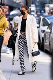 Irina Shayk S Trench Crop Top Zebra Pants Are Ideal For Spring