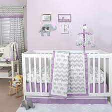 The Peanutshell Elephant Crib Bedding Collection In Grey Purple Bed Bath Beyond
