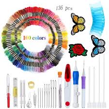 Avoid embroidering on top of really textured stitch patterns. Vetuza Magic Diy Embroidery Pen Set 136pcs Embroidery Pen Punch Needle With 100 Color Threads Embroidery Patterns Punch Needle Kit Craft Tool For Sewing Pattern Knitting Buy Online In Cayman Islands At
