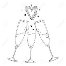 Drawing With Three Contour Toasting Champagne Glass And Ornate Royalty Free Cliparts Vectors And Stock Illustration Image 93080718 Champagne glasses illustrations free vector. drawing with three contour toasting champagne glass and ornate