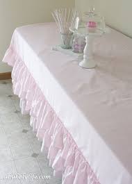 Diy No Sew Ruffle Tablecloth For Less Than 10 A Bubbly Life Ruffled Tablecloth Table Cloth Diy Table Skirts