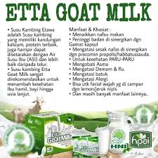 Susu kambing minuman para nabi yang bersifat alkali, mudah dicerna dan diserap nutrisinya. 1 Sachet Etta Goat Milk Hpai Susu Kambing Etawa 25 Gr Nutrisi Ibu Hamil Kesehatan Paru Paru Mengatasi Batuk Demam Dan Flu Lazada Indonesia