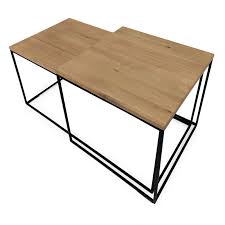 Couchtisch gebraucht kaufen zu günstigen preisen. Couchtisch Cube Eiche Metall 2 Teilig Beistelltisch Wildeiche Massivholz Ebay