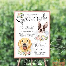 Signature Drink Sign With Petrustic Wedding Cocktail Sign Etsy Signature Drinks Sign Wedding Bar Sign Custom Wedding Signs