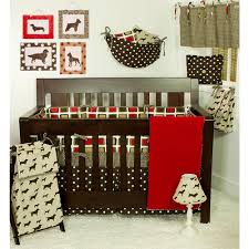 Mini crib bedding yellow aqua red by butterbeansboutique. Cotton Tale Designs Houndstooth 8 Piece Brown And Red Contemporary Dog Print Crib Bedding Set Ht8s The Home Depot
