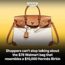 Walmart has been offering a Birkin handbag dupe for under $100, sparking  TikTok buzz. The "Walmart Birkin" raises questions about the accessibility  and legality of similar-looking bags. (Credit: Walmart; Tyler Le/BI)  #birkin #