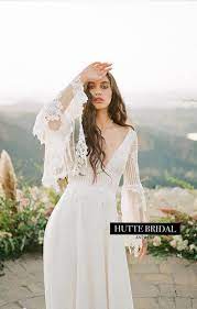 Bohemian Wedding Dress Boho Bridal Gown With Delicate Lace Stunning Boho Hippie Wedding Gown Beach Wedding Dress Bohemian Bridal Dress In 2021 Boho Wedding Dress Bohemian Bohemian Wedding Gown Cotton Wedding Dresses