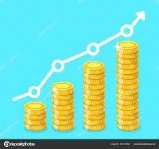 Coin Icon Stack Golden Coins Income Growth Chart Vector