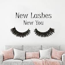 us 8 6 26 off eyelashes vinyl wall decal beauty salon decoration lashes extension wall murals new lashes new you quote wall sticker az145 in wall