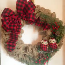 Black And White Buffalo Check Ribbon Michaels Christmas Burlap Owl Wreath With Red And Black Buffalo Plaid Ribbon Christmas Wreaths Diy Burlap Christmas Wreath Christmas Wreaths