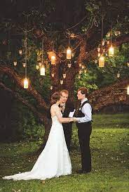Wedding Under A Big Tree Wedding Ceremony Decorations Wedding Lights Backyard Wedding