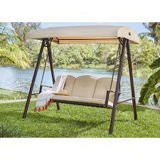 Garden winds replacement canopy specifications. Brentley 3 Seat Outdoor Porch Swing With Stand Has 3 Separate Cushions That Are Not Velcroed To Frame So The Cushions Fall Off And Slide Around While Sitting On Them