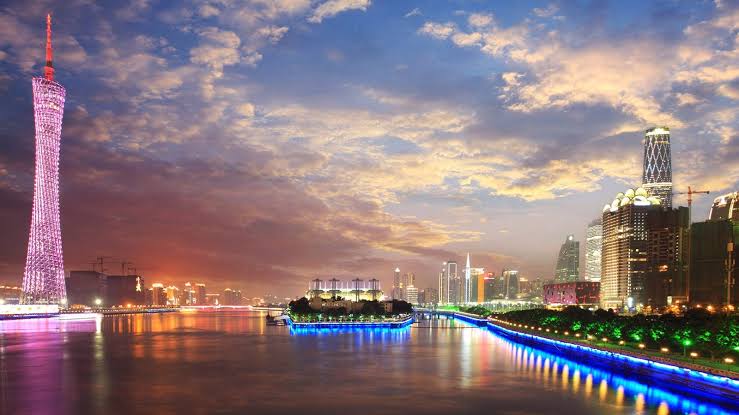 City In China Guangzhou's At Sunset Cityscape Pearl River Night 4k Ultra Hd Wallpaper For Desktop : Wallpapers13.com