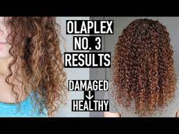 Updated Olaplex No 3 Before And After Results On Highlighted 3b Curly Hair How To Use Olaplex To Rep Damaged Curly Hair Curly Hair Styles Curly Hair Problems