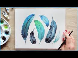 Simple Watercolor Painting Ideas For Beginners How To Paint Feathers With Watercolors Wet In Feather Painting Watercolor Paintings Easy Beginning Watercolor