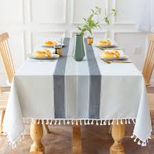 Find new tablecloths for your home at joss & main. Aitsite Cotton Linen Tablecloth Stitching Tassel Design Tablecloth Rectangle Tablecloth Coffee Table Tablecloth Garden Tablecloth For Kitchen Dinning Tabletop Buffet Decoration 140 X 220 Cm Blue Buy Online In Guernsey At Guernsey Desertcart Com