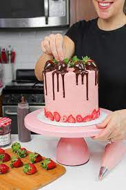Chill in refrigerator to harden chocolate. Dark Chocolate Strawberry Cake Moist Decadent Cake Recipe