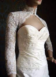 High Neck Lace Bolero Simple Wedding Gowns Bride Attire Wedding Dresses
